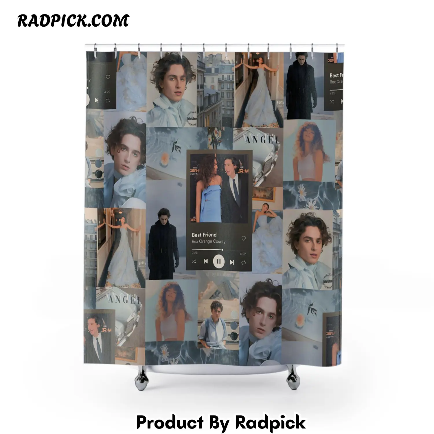 Timothee chalamet and zendaya best friend collage shower curtain rp38773